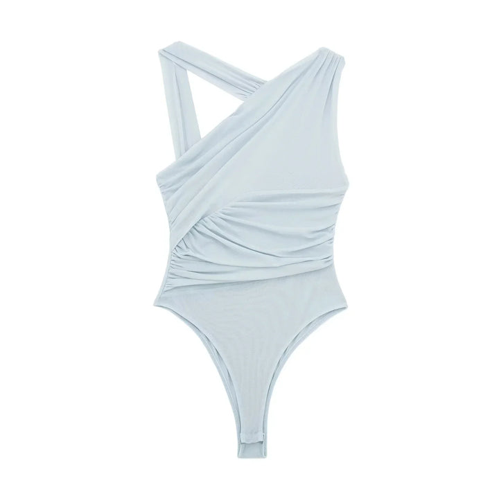 Levoire | Body Sans Manches Été Ajusté Imprimé Pour Femmes Bleu clair