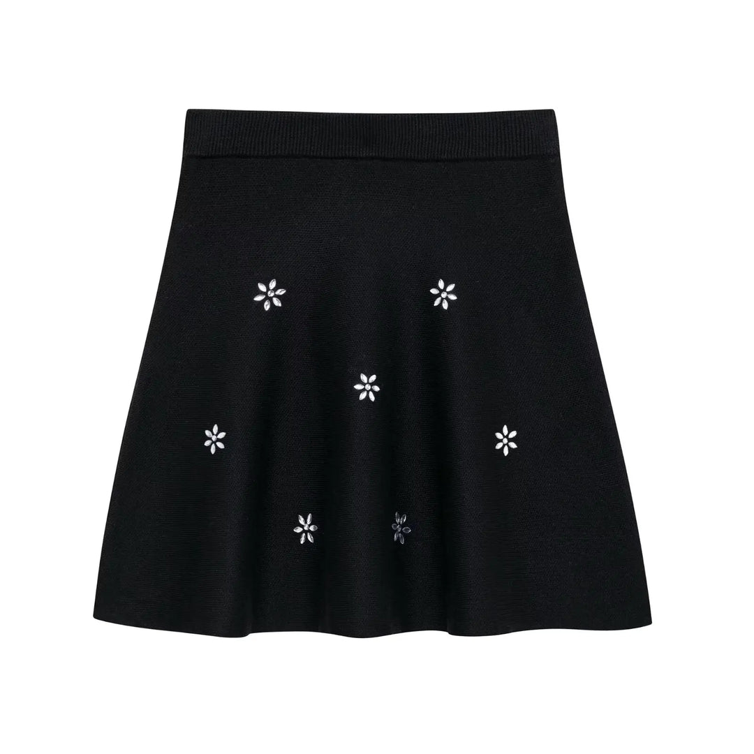 Levoire | Robe Courte Avec Tricot Et Strass jupe noire