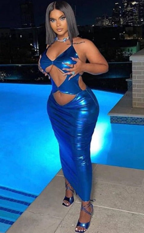 Levoire | Blauer Tom Taille Maxijekleid Bleu