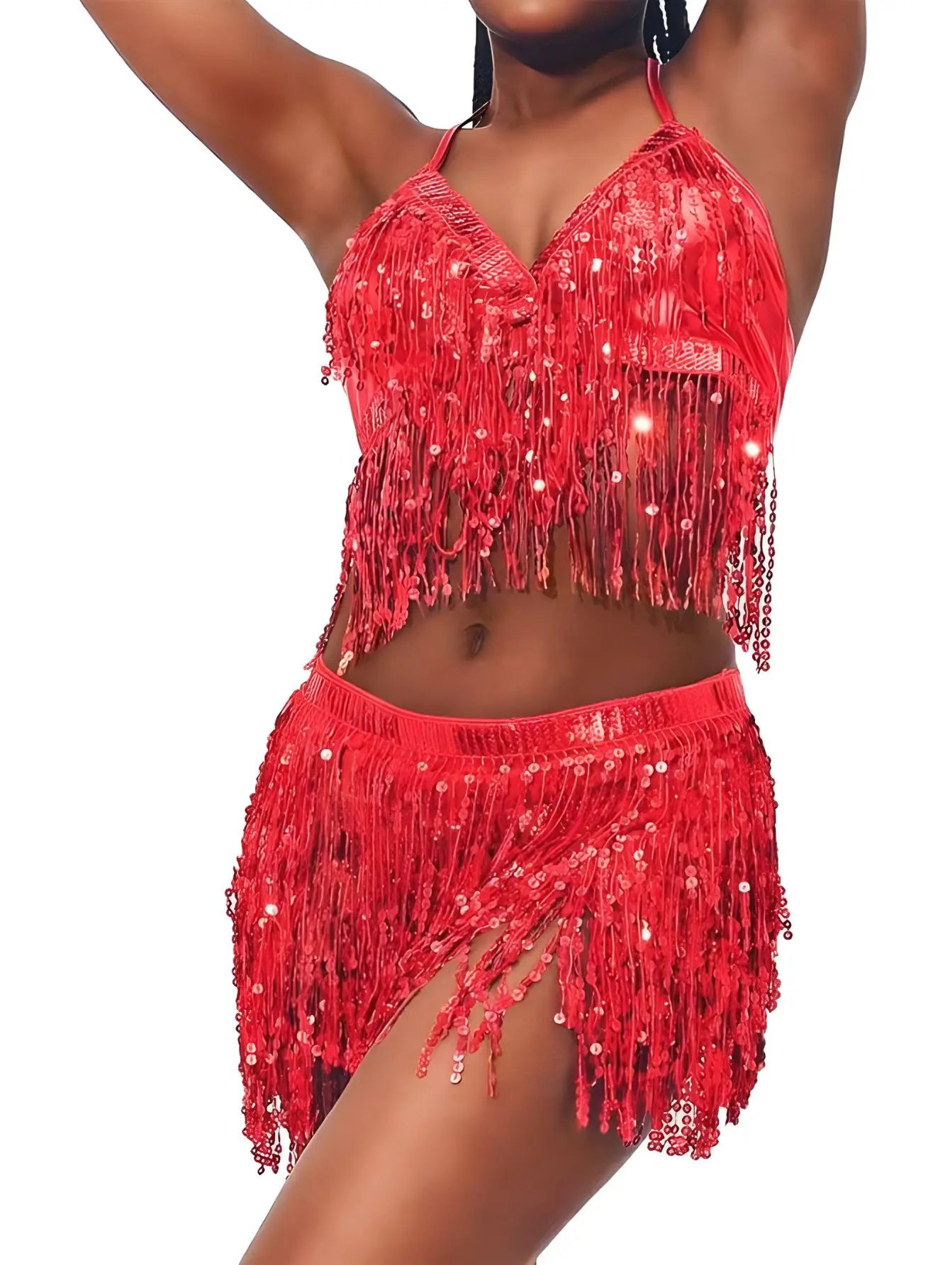 Levoire | Ensemble De Soutien-Gorge Et Ceinture À Paillettes Rot Taille unique