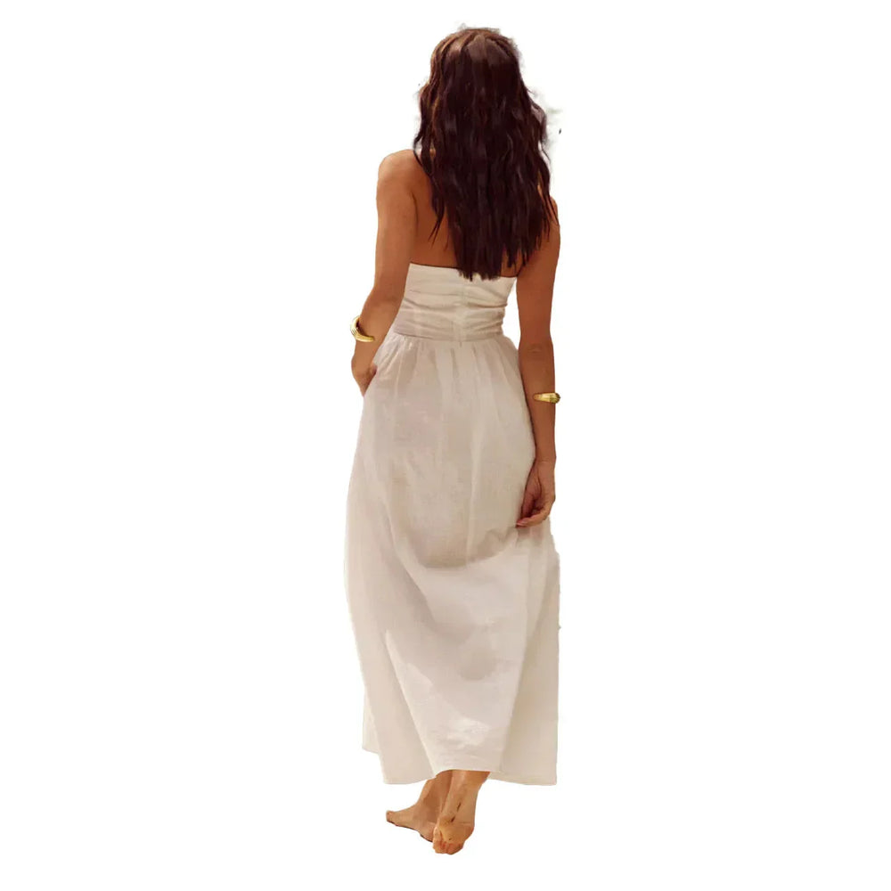 Levoire | Femme Robe longue élégante avec encolure ras du cou