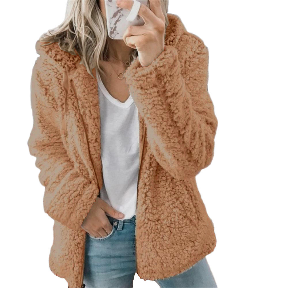 Levoire Mode Femme | Manteau en fourrure élégant en peluche ours : Manteau en polaire doux avec poches et fermeture éclair