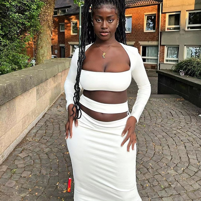 Levoire | Haut À Col Carré Et Jupe Maxi Ensemble