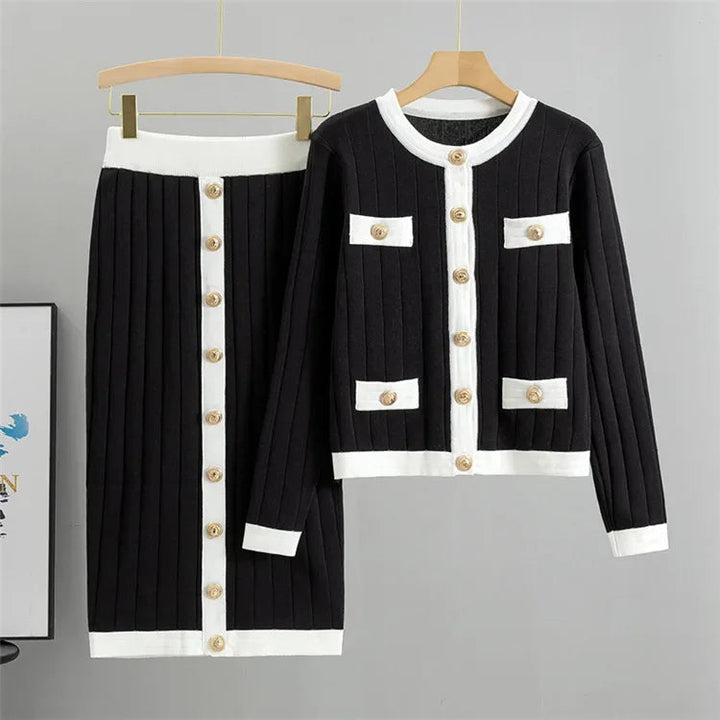 Levoire | Pull manches longues jupe boutons dorés Noir
