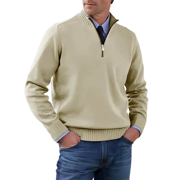 Levoire | Pullover Zip Élégant Beige