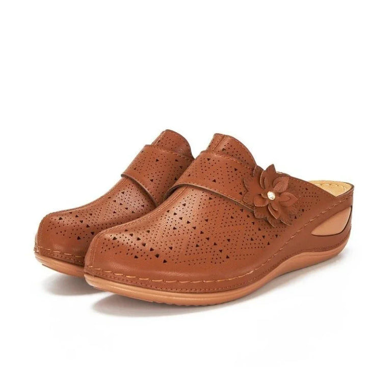 Levoire | Sandales Plättikät À Bout Fermé Avec Motif Floral Braun