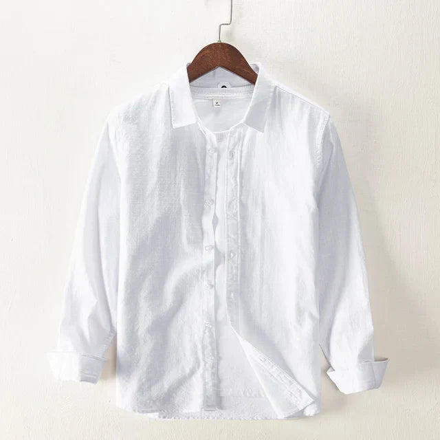 Levoire | Chemise Pour Hommes À Manches Longues Confortable Elegant Blanc
