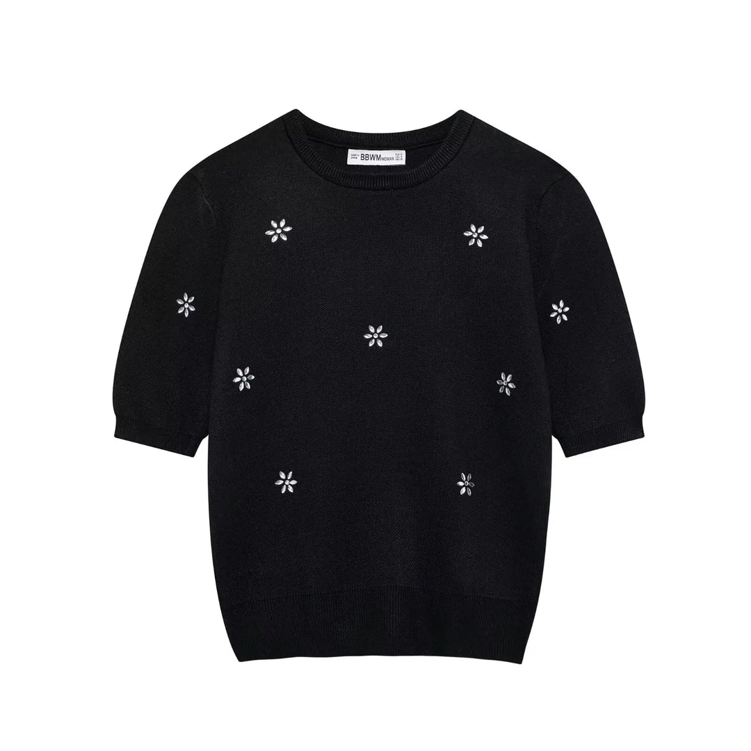Levoire | Robe Courte Avec Tricot Et Strass haut noirs