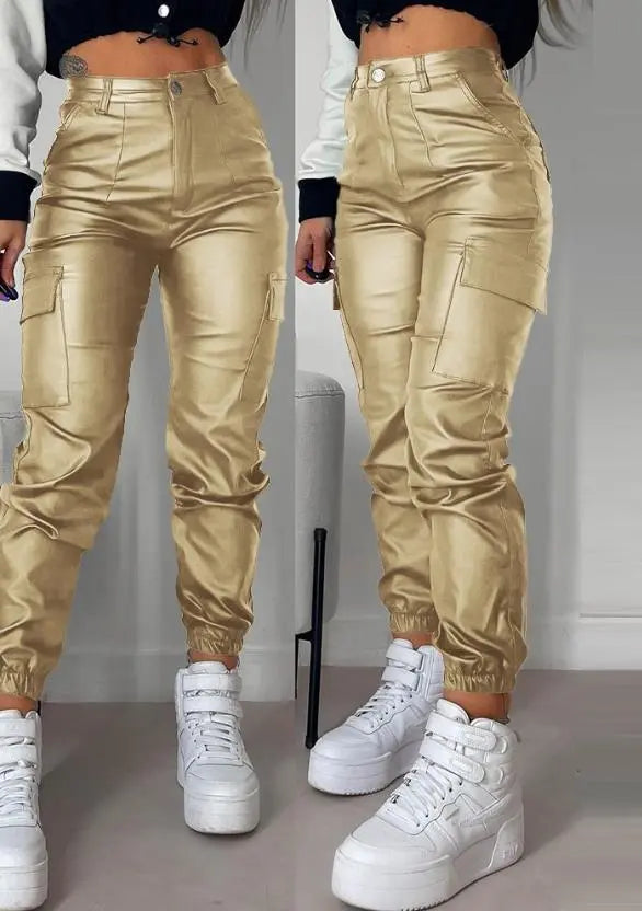 Levoire | Pantalon cargo en cuir Or
