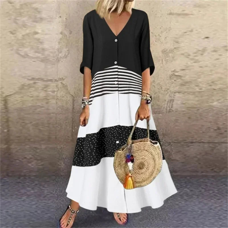Levoire | Longue Robe Imprimée Noir