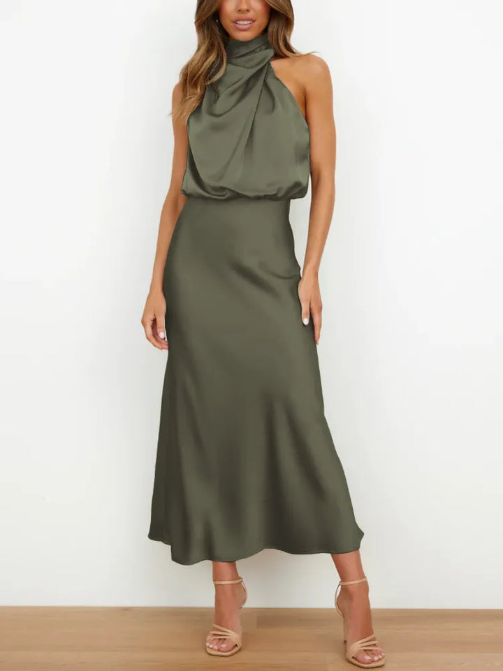 Levoire | Robes De Soirée En Satin Séduisantes Pour Dames Vert olive