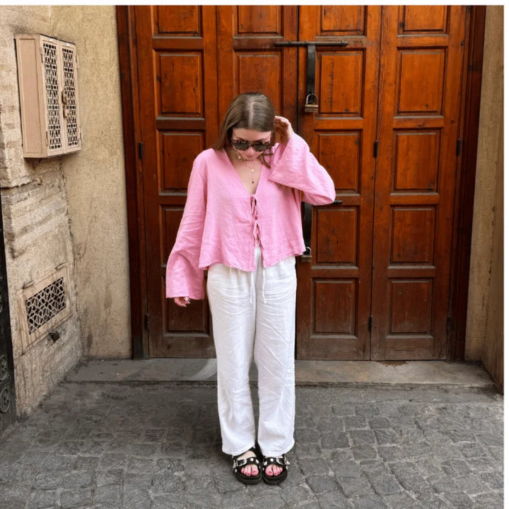 Levoire | Chemise Élégante Avec Liens Et Manches Longues Rosa