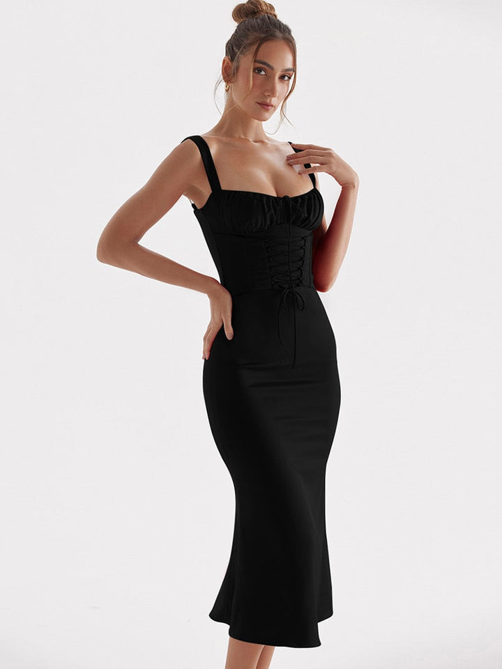 Levoire | Corset À Lacets Sans Bretelles Robe Midi