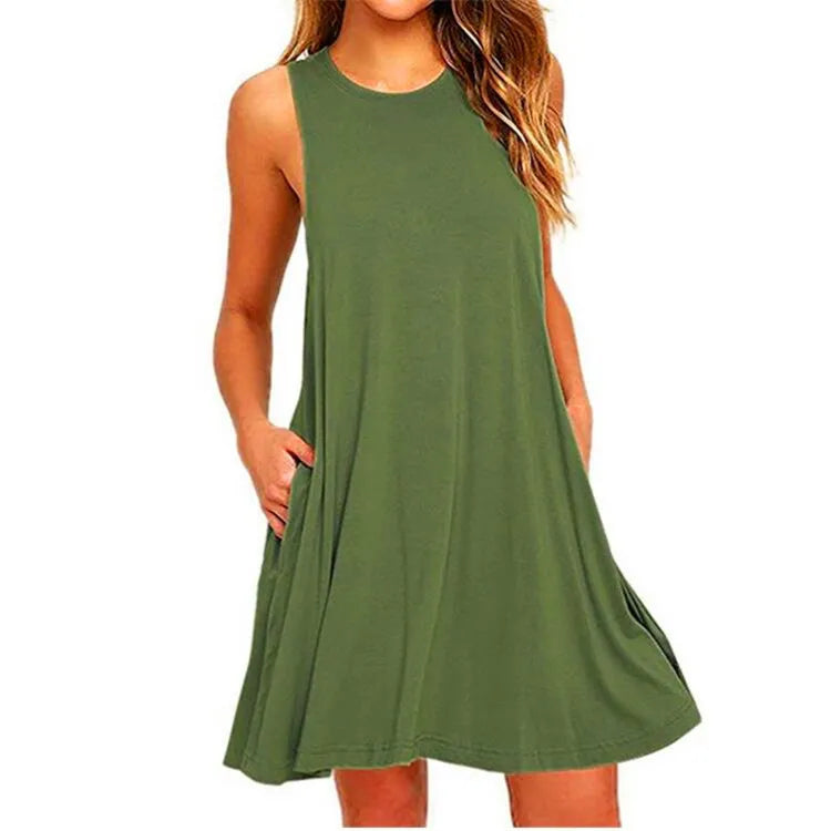 Levoire | Robe d'été casual swing pour femme Armée verte