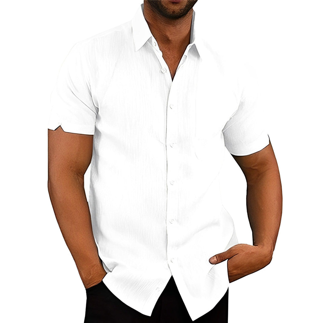 Levoire | Chemise Pour Homme En Lin Élégant À Manches Courtes blanc