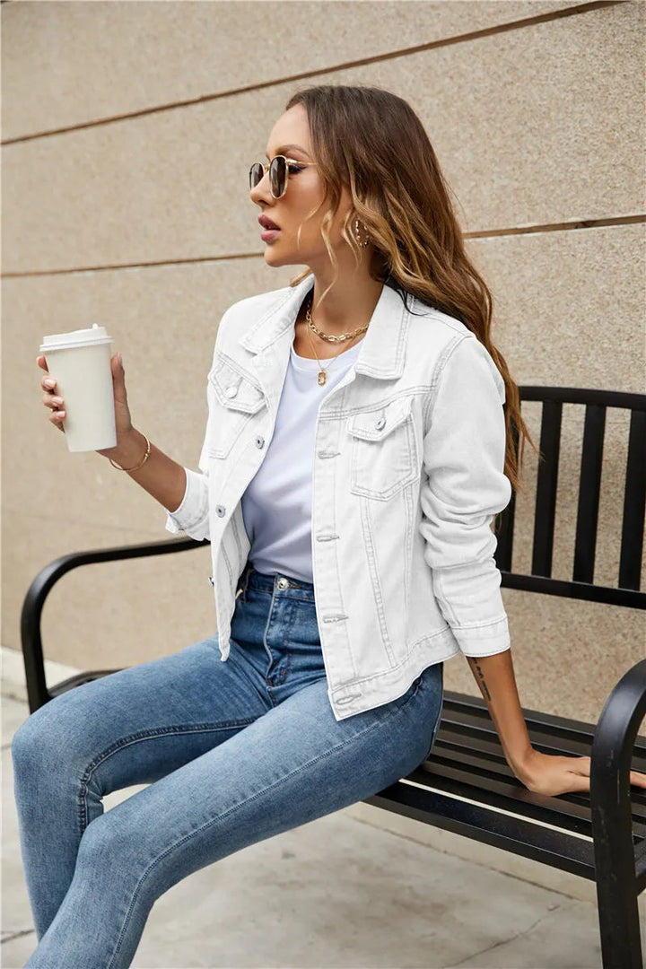 Levoire | Veste En Denim Réversible À Manches Longues Avec Poches Blanc