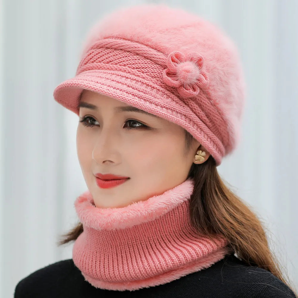 Levoire | Chapeau-D-Hiver-Pour-Femme-Avec-Doublure-En-Polaire-Et-Écharpe Rose clair 55-58
