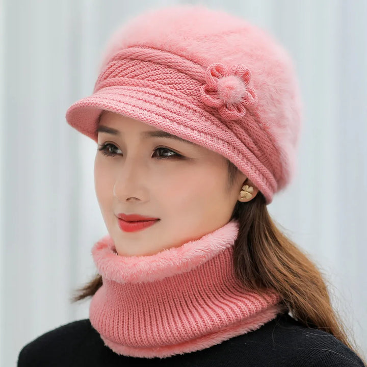 Levoire | Chapeau-D-Hiver-Pour-Femme-Avec-Doublure-En-Polaire-Et-Écharpe Rose clair 55-58