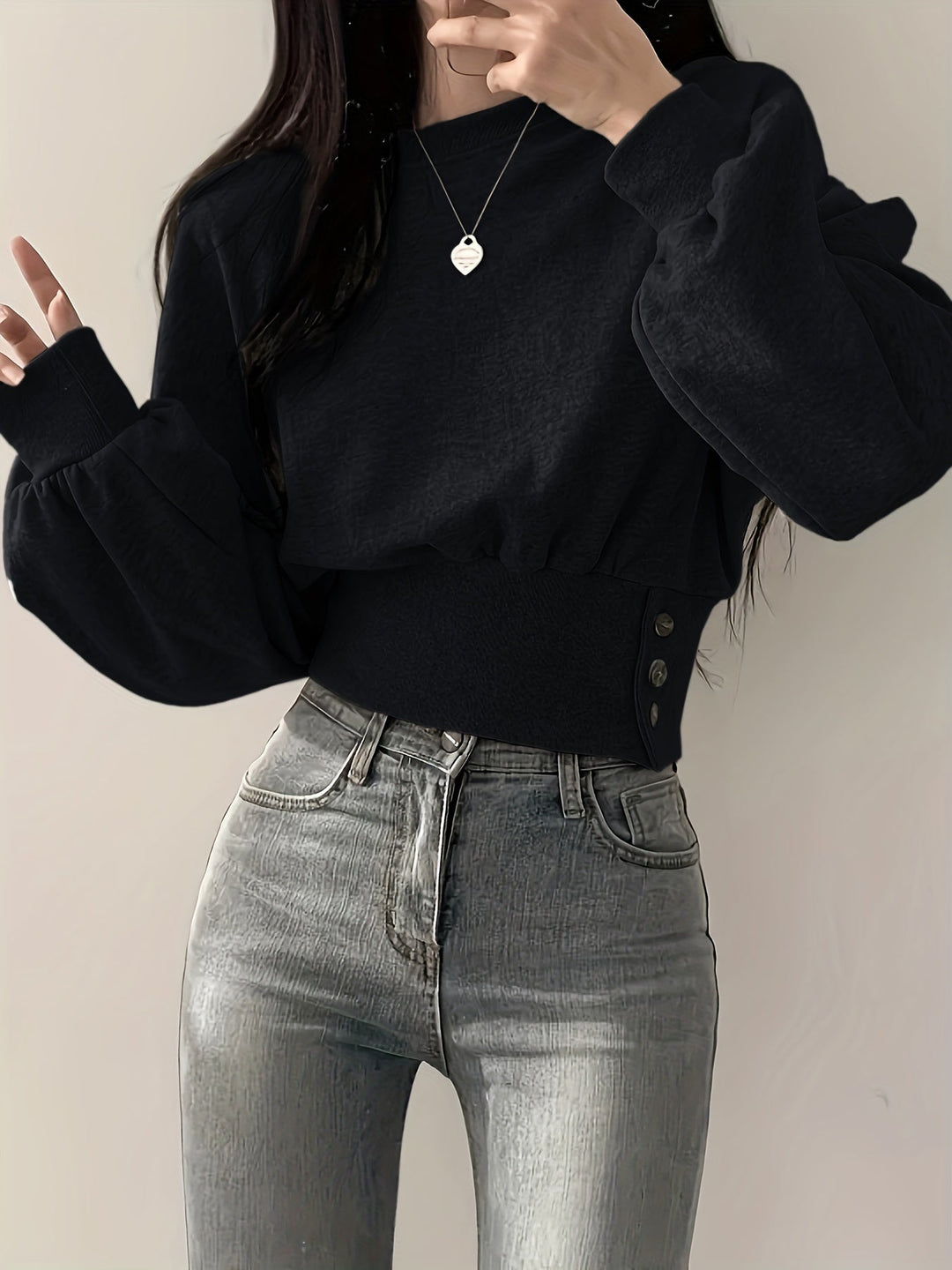 Levoire | Pull Tendance Avec Détails De Boutons Et Manches Ballon