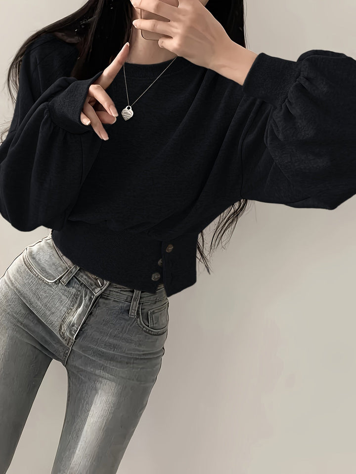 Levoire | Pull Tendance Avec Détails De Boutons Et Manches Ballon