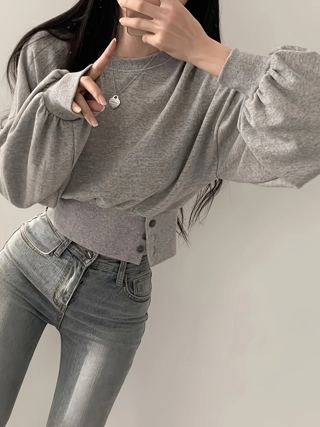Levoire | Pull Tendance Avec Détails De Boutons Et Manches Ballon