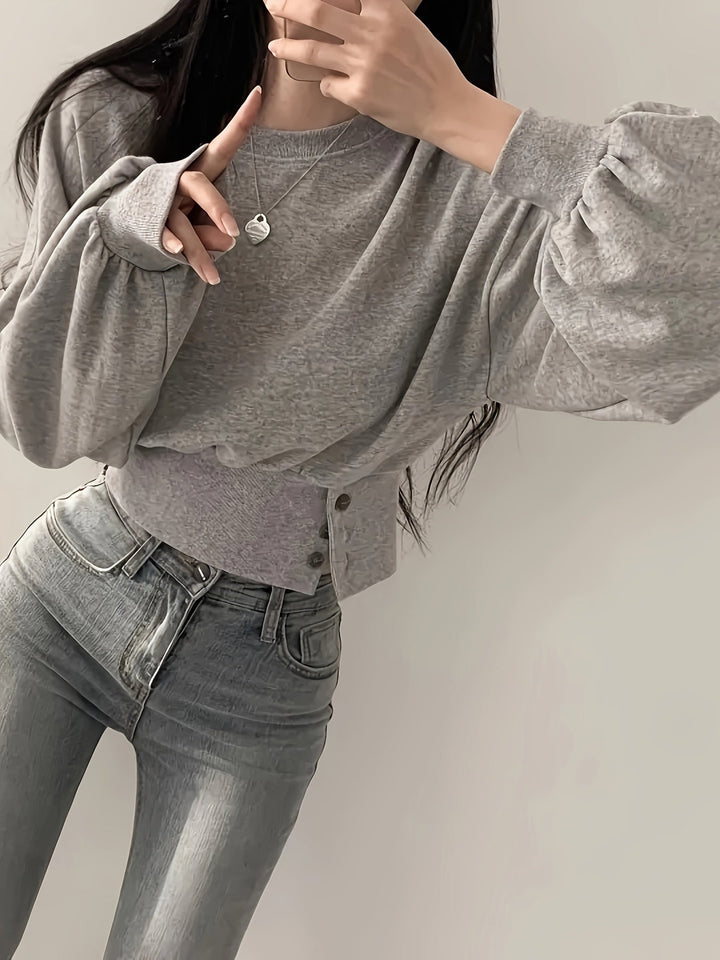 Levoire | Pull Tendance Avec Détails De Boutons Et Manches Ballon