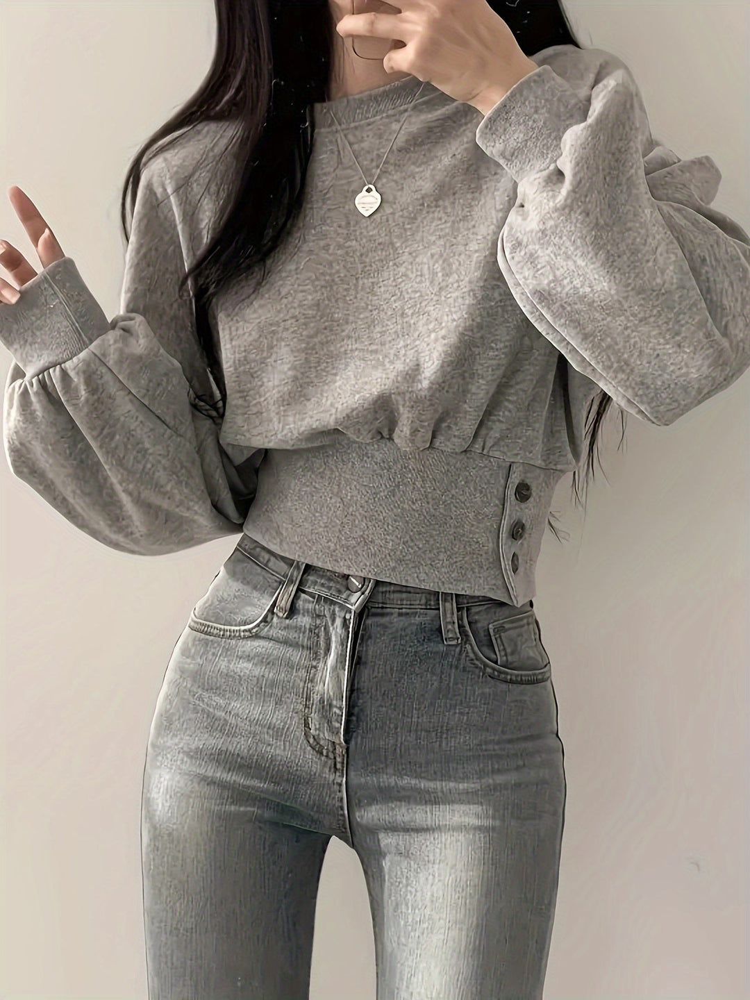 Levoire | Pull Tendance Avec Détails De Boutons Et Manches Ballon