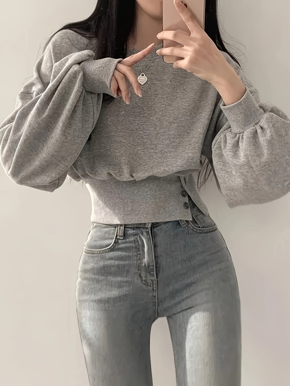 Levoire | Pull Tendance Avec Détails De Boutons Et Manches Ballon