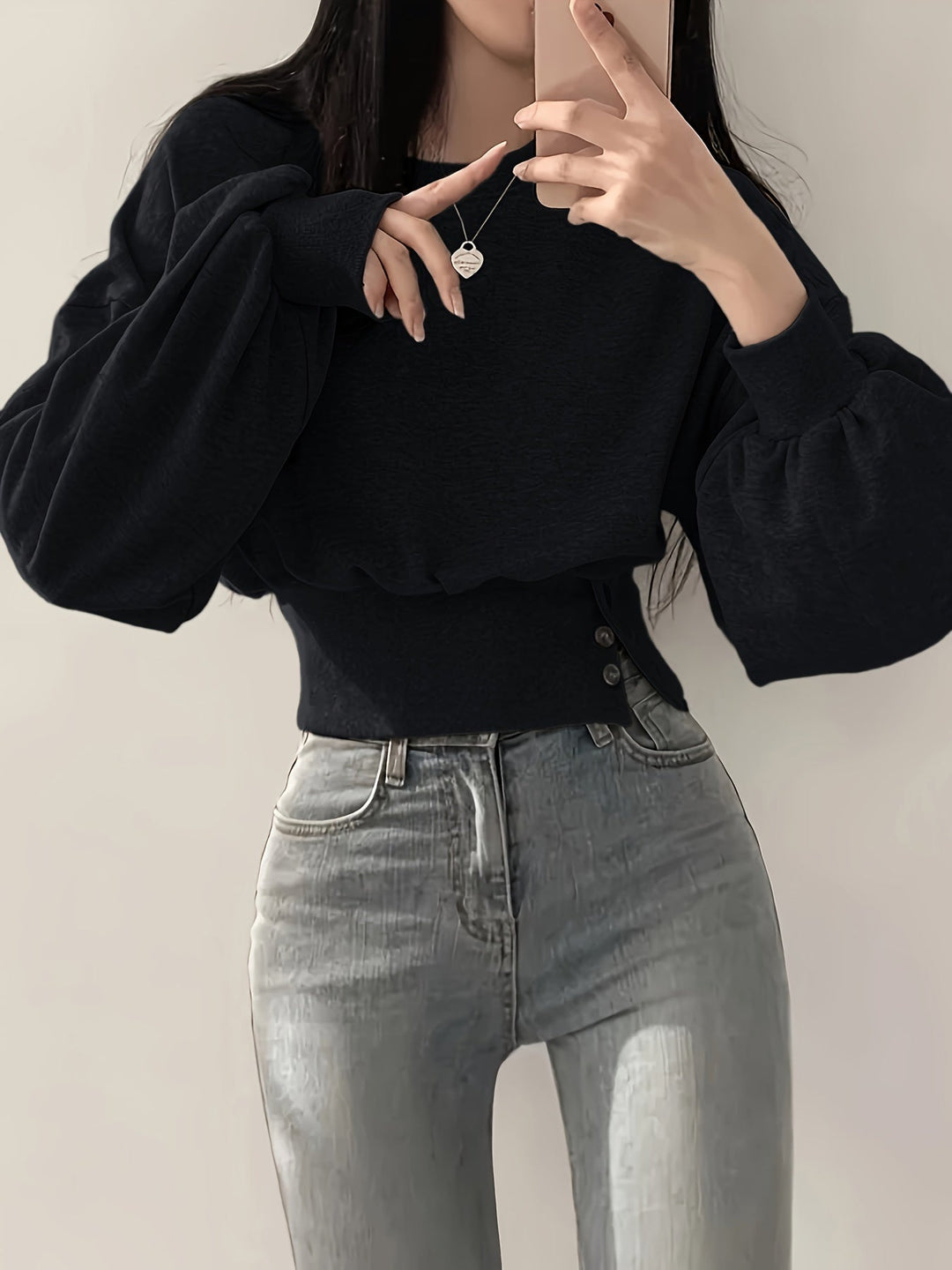 Levoire | Pull Tendance Avec Détails De Boutons Et Manches Ballon