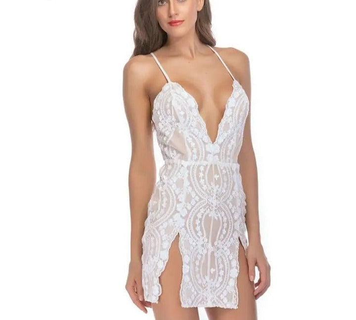 Levoire | Robe Mini À Dos Ouvert Scintillant De Style Vintage Blanc