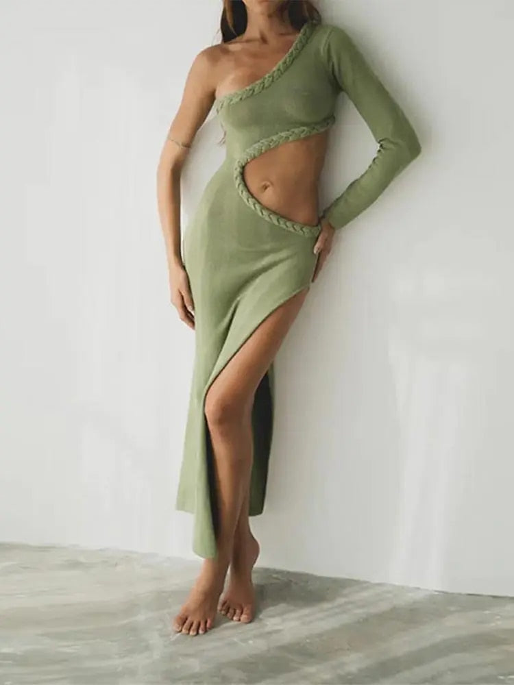 Levoire | Une Épaule -Manches -Décolleté -Côtés -Maximum -Robe