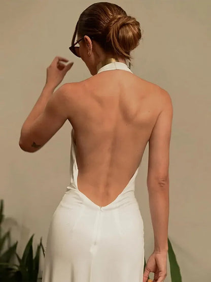 Levoire | Robe Maxi Décolletée Dos Halter Froncée