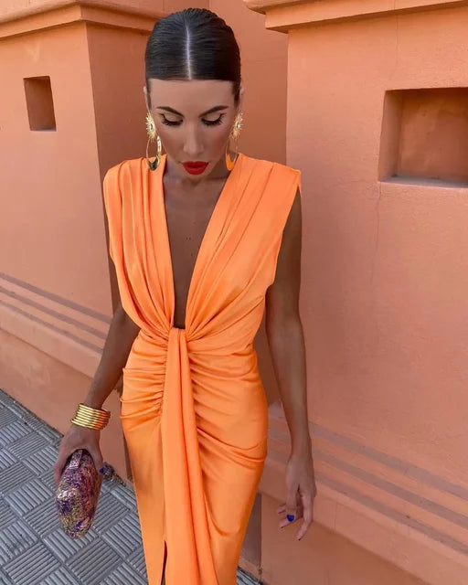 Levoire | Robe Plissée Lgante Orange