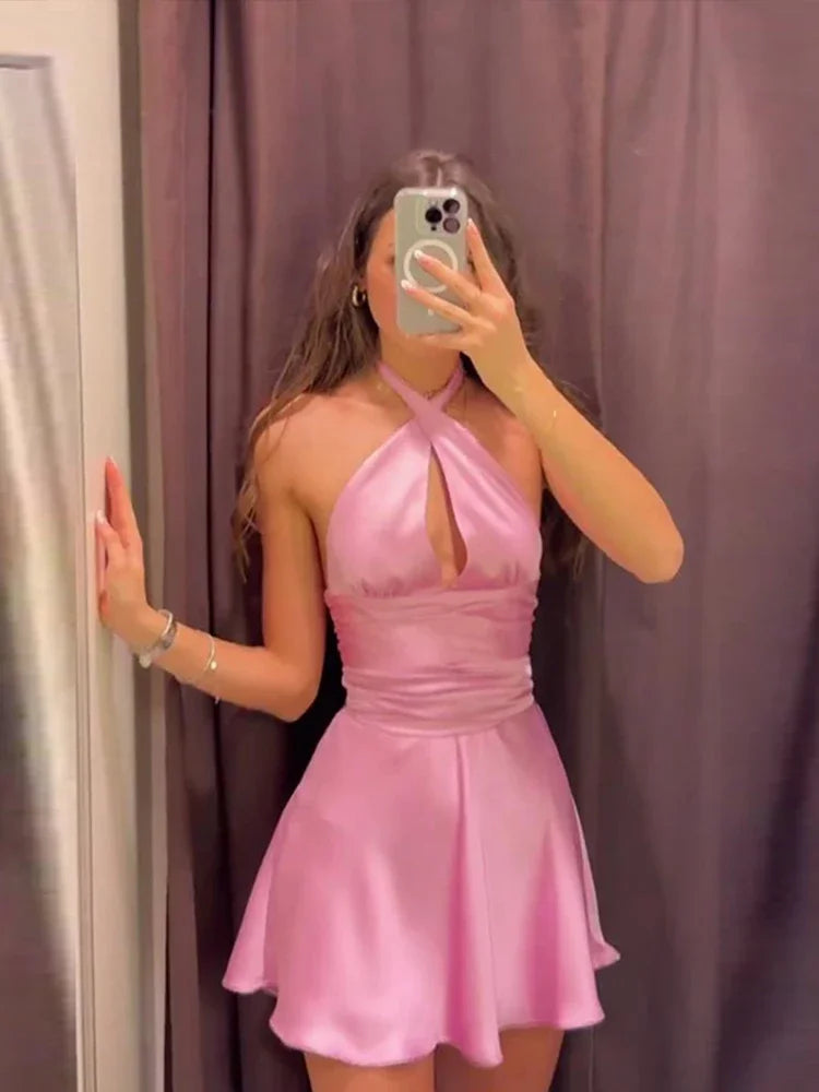 Levoire | Satina Dos Nu - V Décolleté Lacer Mini Robes