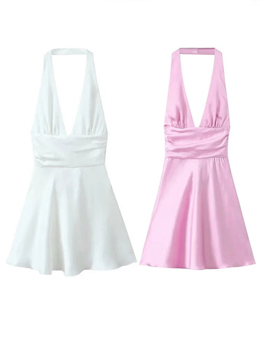 Levoire | Satina Dos Nu - V Décolleté Lacer Mini Robes