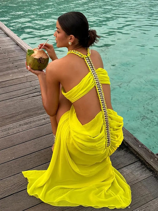 Levoire | Robe De Plage Tricotée À Motif De Poisson Jaune