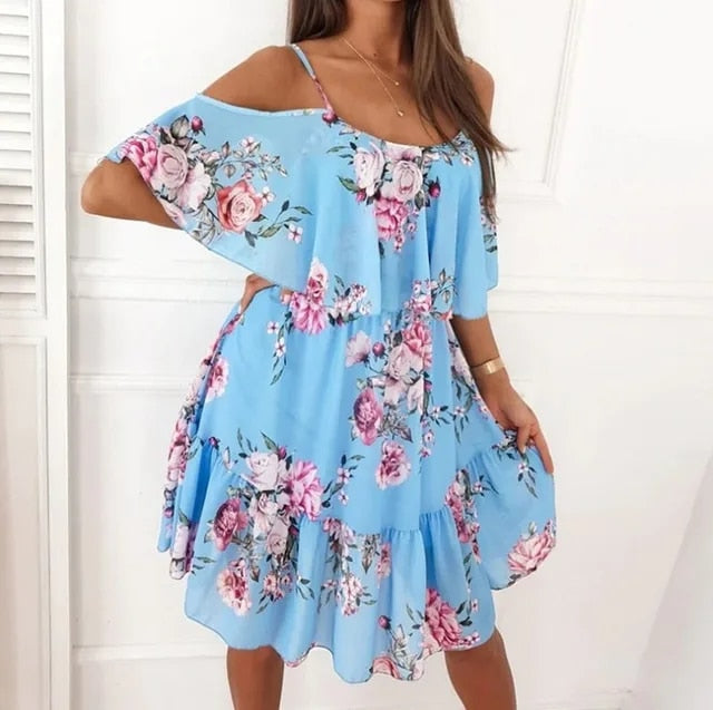 Levoire | Robe Florale Pour Femmes Lily Bleu