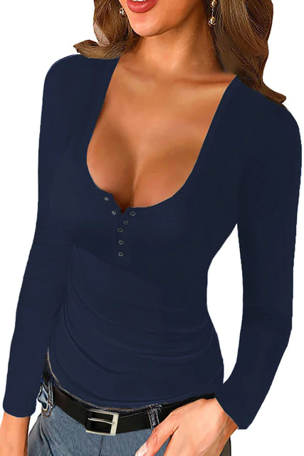 Levoire | Chemise À Manches Longues Pour Femmes Bleu marine