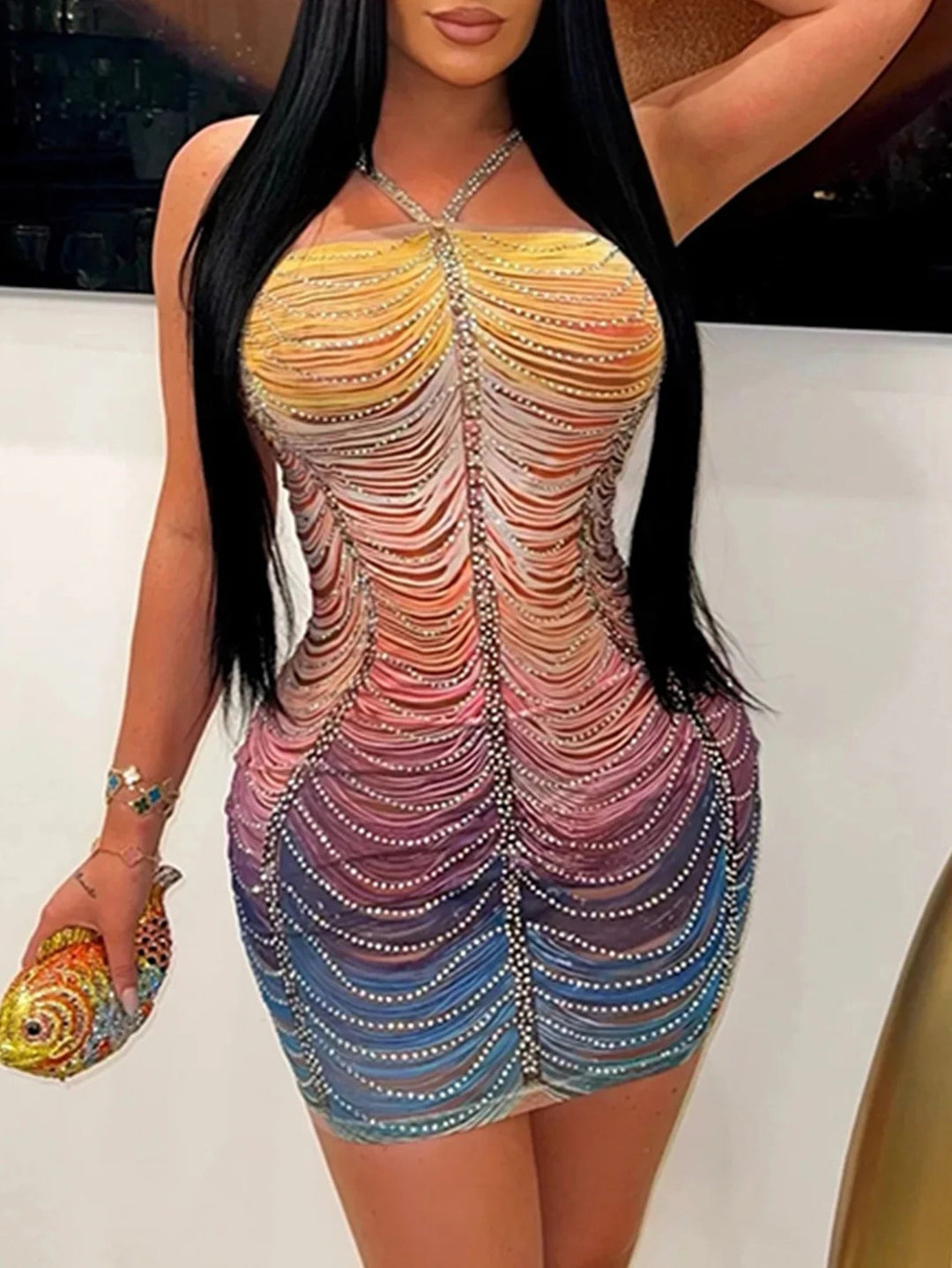 Levoire | Robe Mini Sans Bretelles En Strass DuoSe