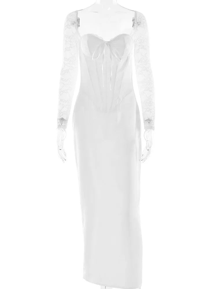 Levoire | Robe Elégante En Satin Avec Dentelle