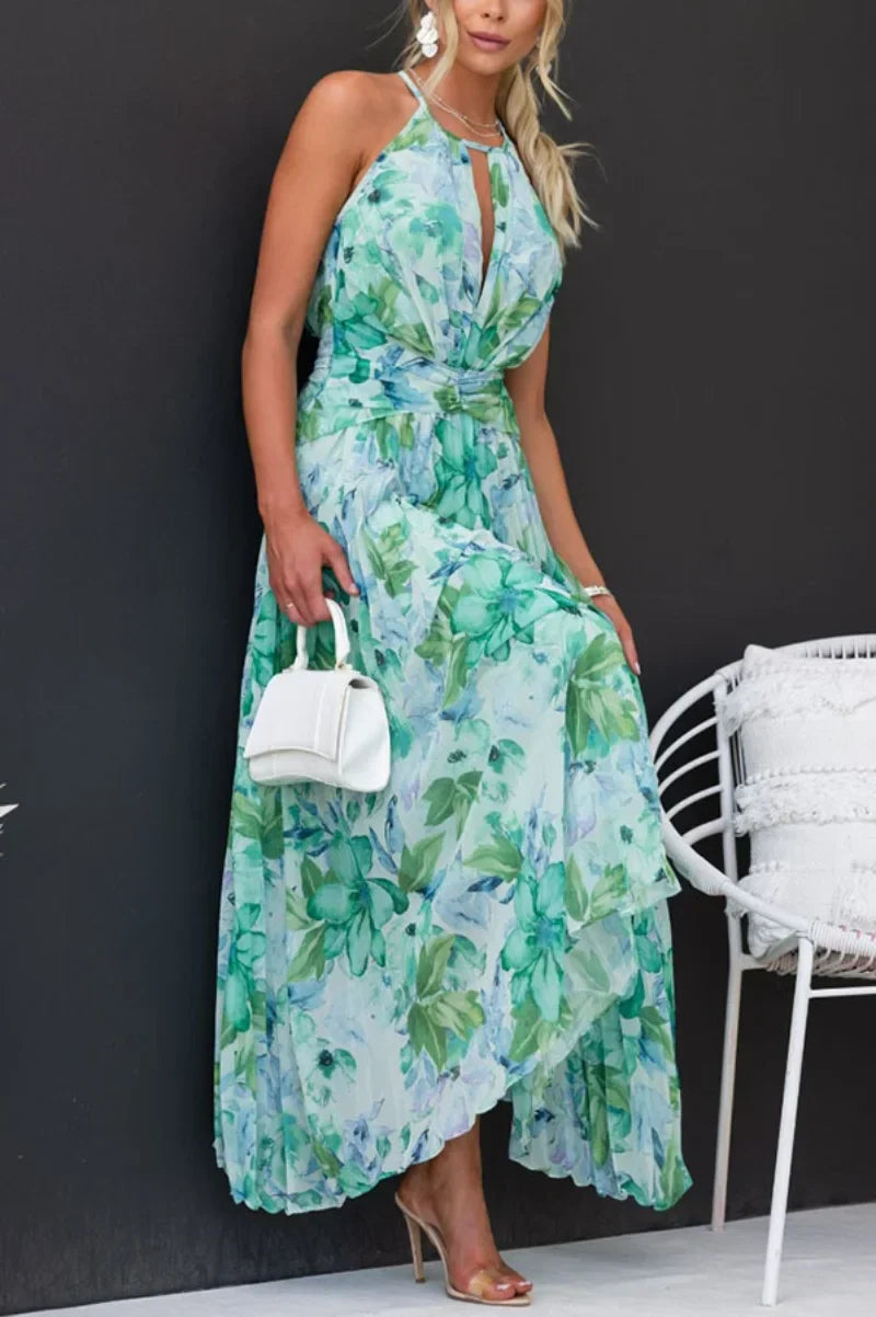 Levoire | Robe Plissée Fleurie Pour Femme - Vert