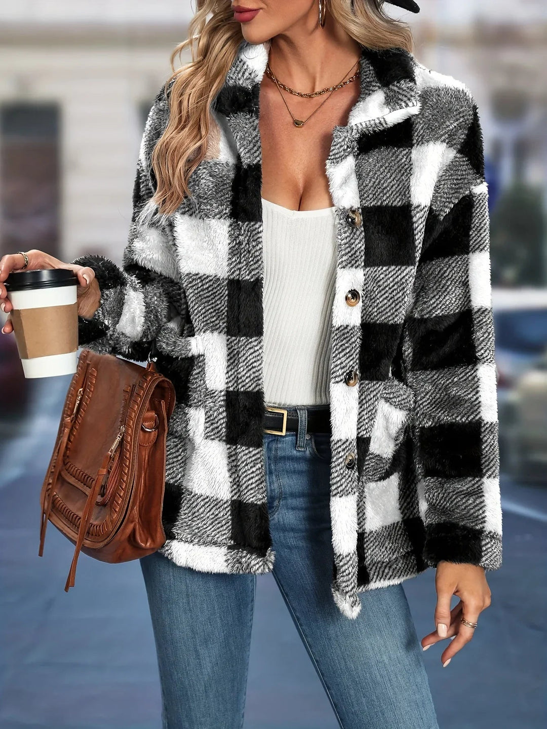 Levoire | Veste à manches longues avec poches latérales et boutons Noir et Blanc