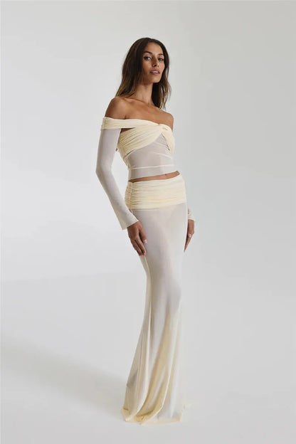 Levoire | Bustier Transparent Sans-Manches Ensemble Crop Et Jupe Longue