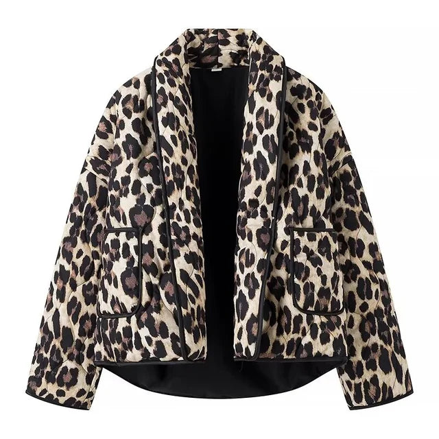 Levoire | Veste Bleue Avec Motif Léopard L