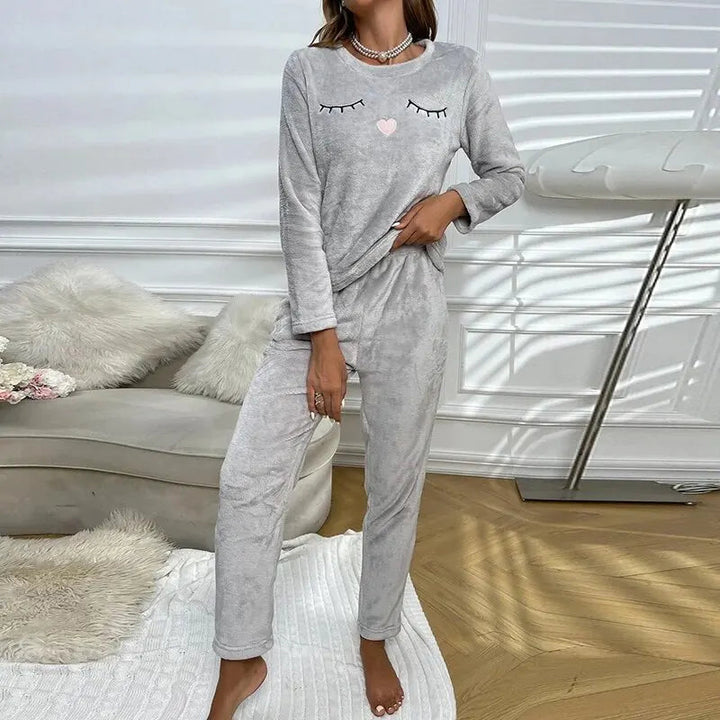 Levoire | Ensemble De Nuit Confortable Avec Manches Longues Et Impressions Brodées