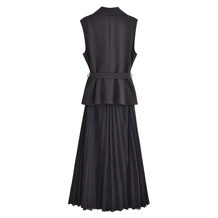 Levoire | Élégante Robe Longue Style Gilet Plissé Pour Femme
