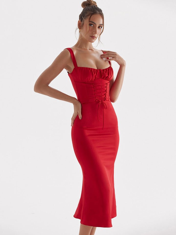 Levoire | Corset À Lacets Sans Bretelles Robe Midi