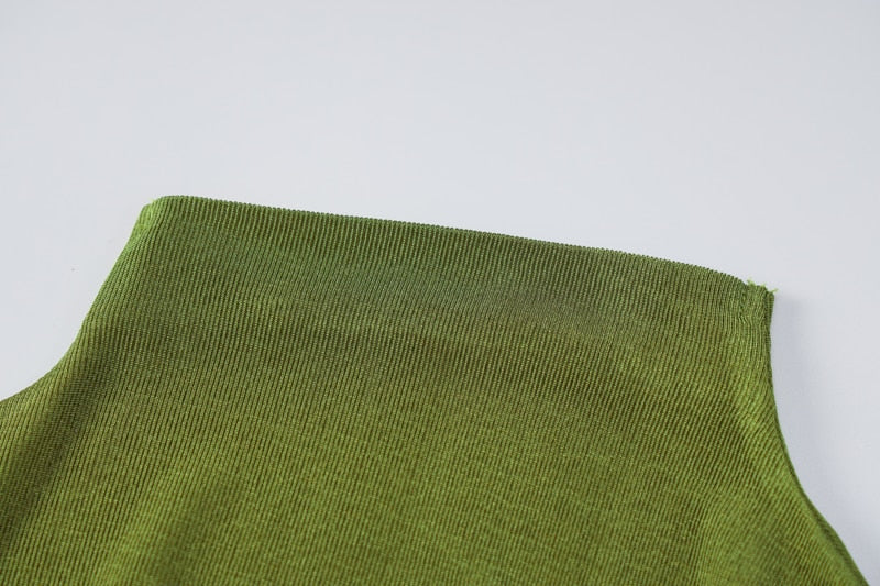 Levoire | Vert Sans Manches Bodycon Long Robe