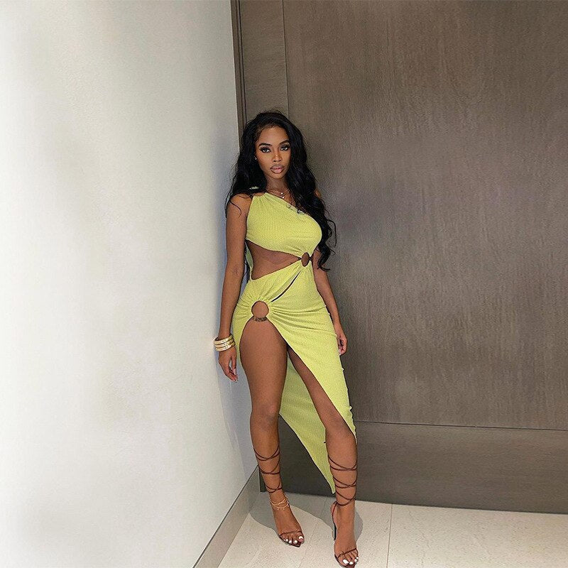 Levoire | Jaune Haut Bodycon Midi-Robe