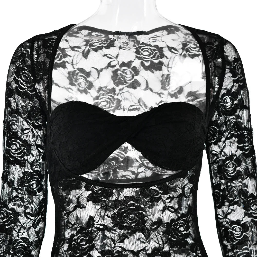 Levoire | Décolleté Ouvert Avec Des Bretelles En Dentelle Robes Maxi